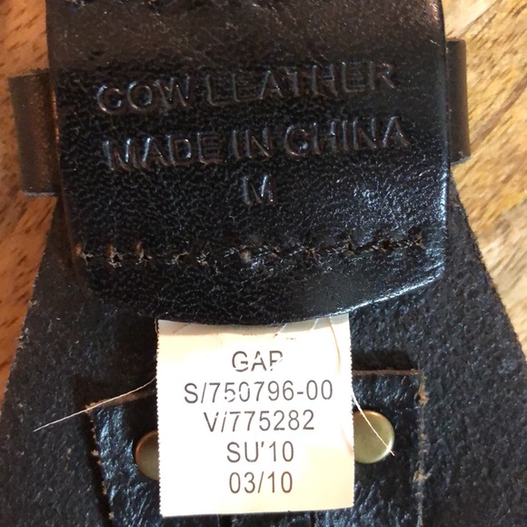 GAP Size Medium Woven Black Leather Belt BRASS Hardware & - Picture 13 of 16
